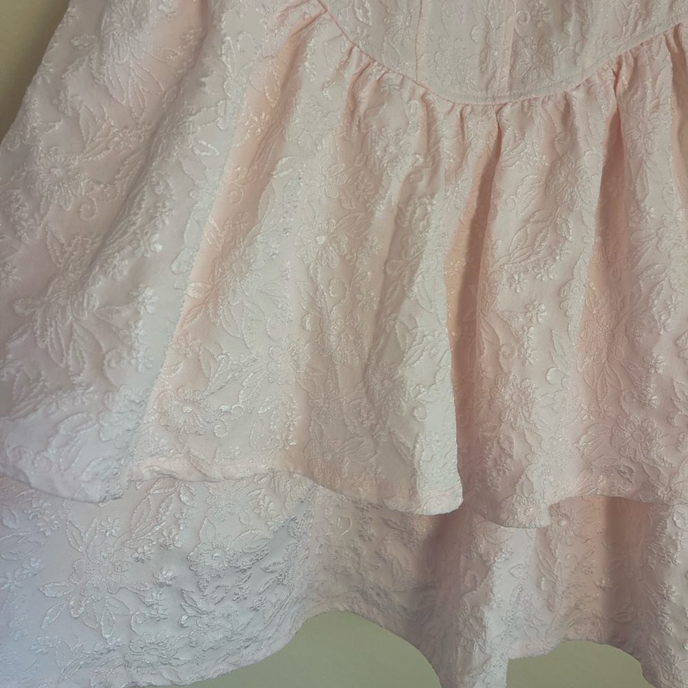 Pink Lace Corset Dress Bow Straps Tiered Mini XL Coquette Balletcore Barbiecore - Picture 10 of 14